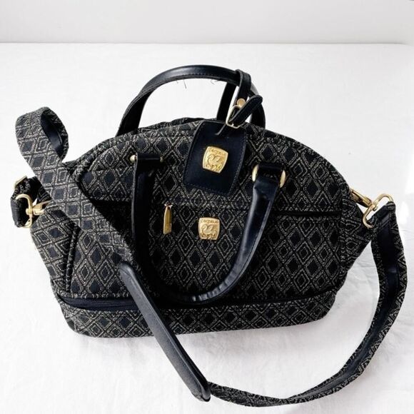 Vintage Pegasus Canvas Dome Top Diamond Pattern Train Case Cabin Bag - Picture 1 of 10